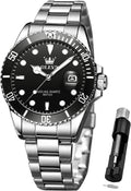 OLEVS Reloj para Hombre Con Diamante Analógico Quartz Negocios Resistente al Agua Acero Inoxidable Fecha Semana Luminiscente Reloj para Hombres