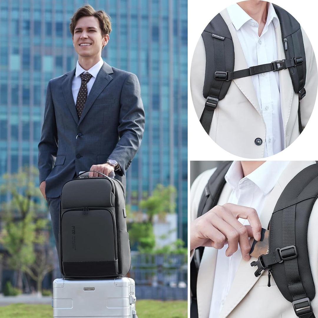 Mochila para portátil de 17 pulgadas para hombre de FENRUIEN, Gris,...