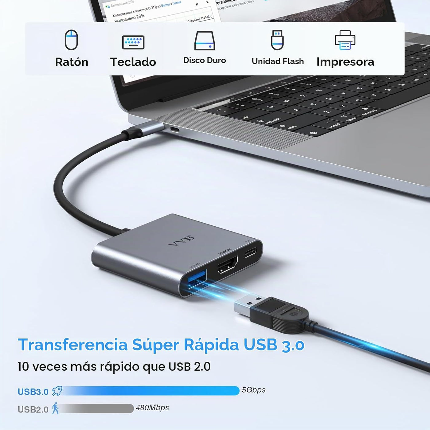 Adaptador USB C a HDMI,Adaptador USB-C Hub Multipuerto Digital AV |...