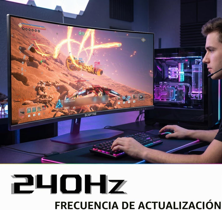 Sceptre - Monitor curvo para juegos Prime de 34 pulgadas 3440 x 144...