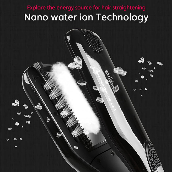 Plancha de pelo con vapor, plancha de vapor de cerámica Nano Titani...