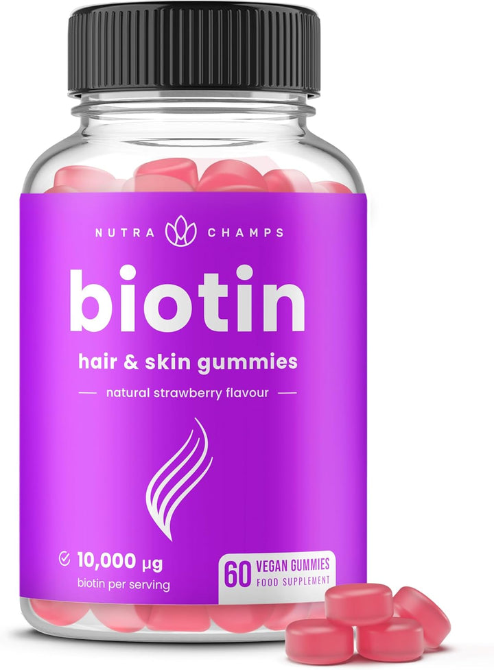 NutraChamps Gomitas de Biotina 10000mcg [Alta Potencia] para Cabell...