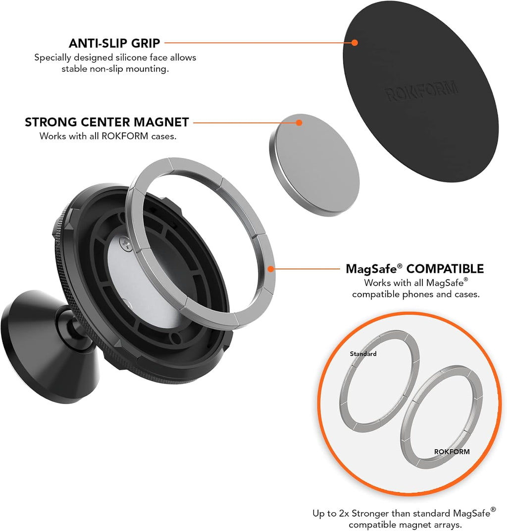Rokform Funda resistente para iPhone 17 Pro Max + soporte magnético giratorio para teléfono para tablero