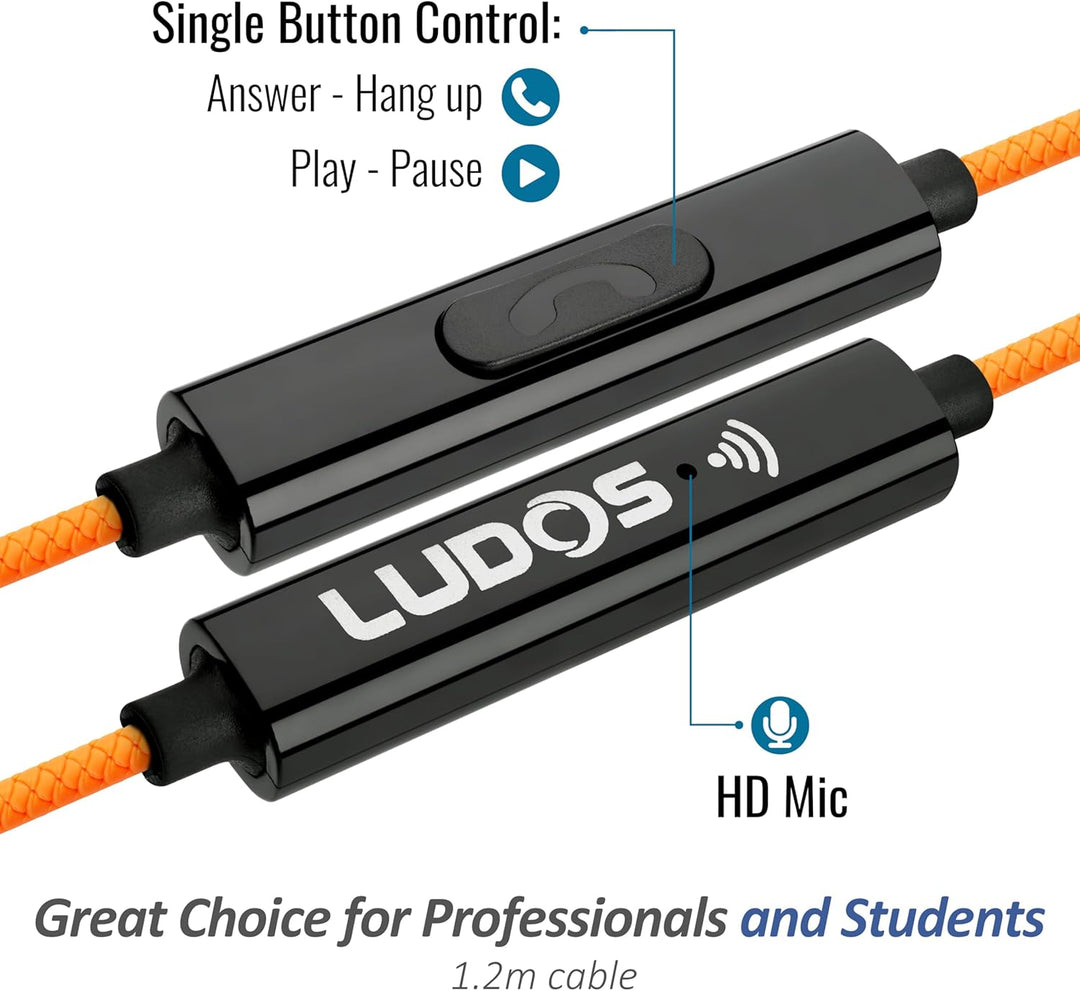 LUDOS Clamor - Audífonos con cable, intrauriculares, con micrófono,...