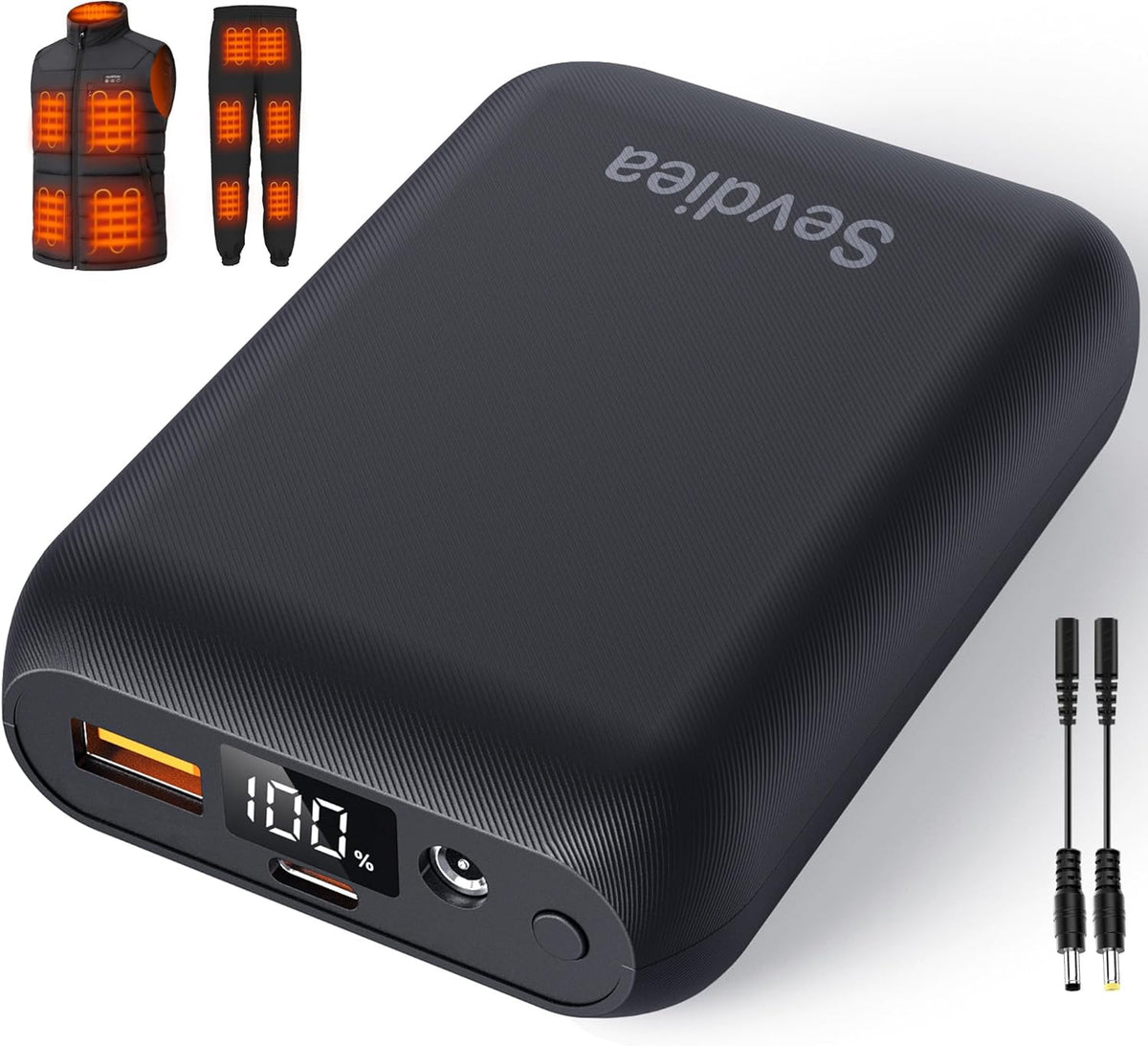 Sevdiea Batería de chaleco térmico de 16000 mAh, 7.4 V, 5 V, paquet...