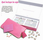 American Mahjong - Juego de azulejos de Mahjong, 160 rosas rosas de 4 capas con 4 dados con bolsa, caja de almacenamiento lista para regalo, juego de azulejos de Mahjong americano, juego de mahjong