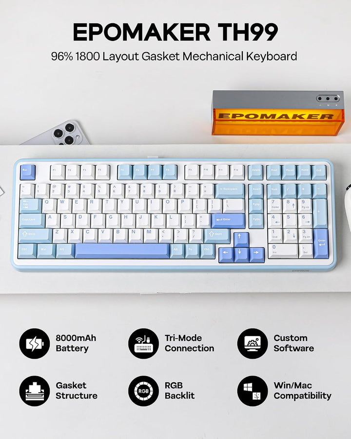 EPOMAKER TH99 Teclado mecánico inalámbrico de tres modos con baterí...