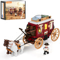 Lámpara Lumibricks Western Stagecoach Lighting - Juego de ladrillos de construcción – Carruaje y caballo del viejo oeste 293 piezas colección juego de exhibición para amantes del oeste