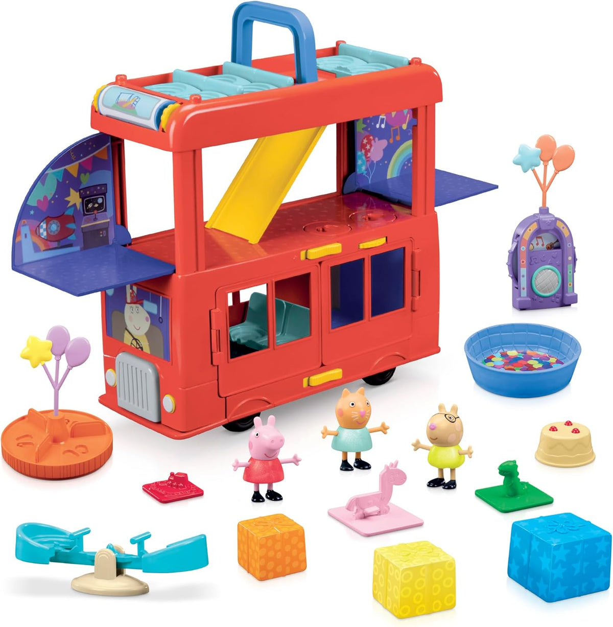 Peppa Pig Juego de autobús de fiesta 2 en 1 con 3 figuras