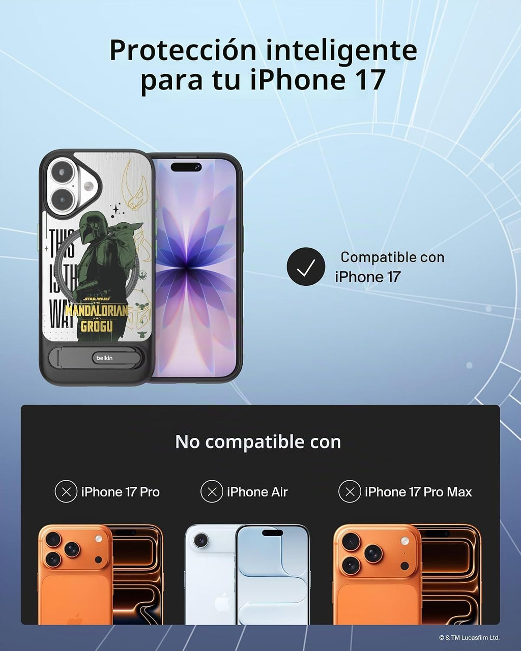 Belkin Disney Mandalorian y Grogu - Funda para iPhone 17, MagSafe con