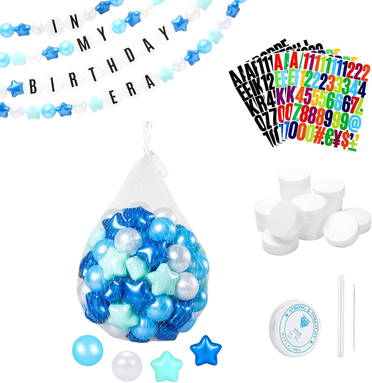Pulsera gigante de la amistad DIY Cartel de cumpleaños de 100 bolas Kits en la era de mi cumpleaños, pancarta famosa cantante personalizable, guirnalda, círculos de espuma, bolas de plástico,