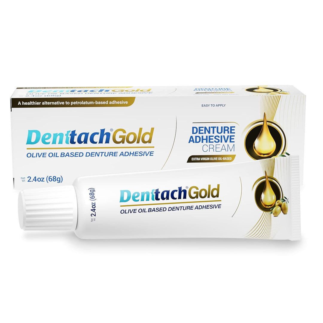 Denttach Gold Adhesivo para Dentaduras, Crema Adhesiva Premium a Ba...