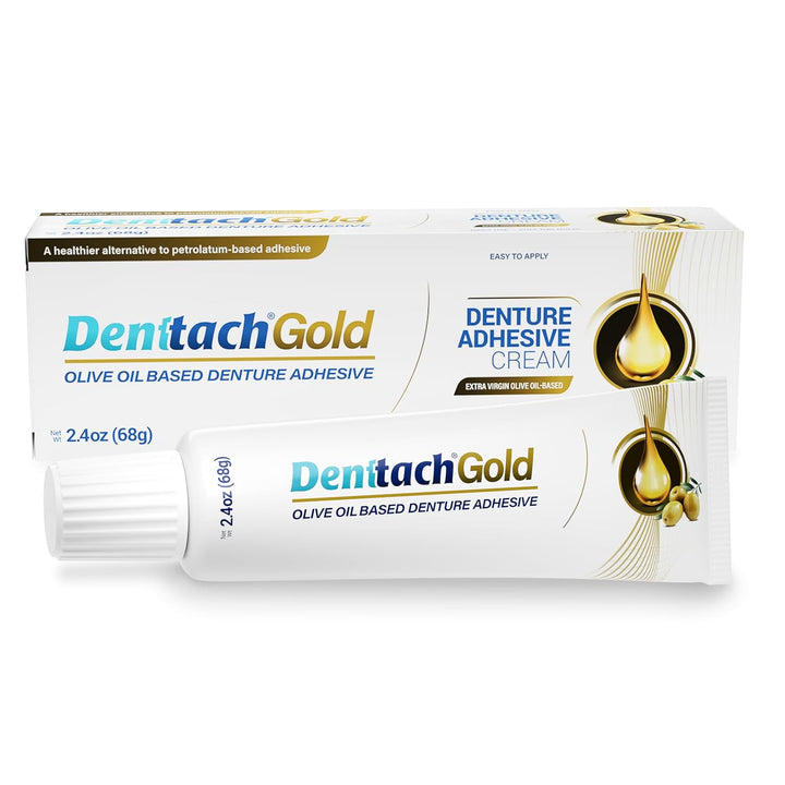 Denttach Gold Adhesivo para Dentaduras, Crema Adhesiva Premium a Ba...