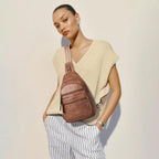 Bolso bandolera para mujer, bolsos cruzados, riñoneras, bolsa sobre el hombro, mochila de cuero vegano, bolso de viaje para regalo, color marrón