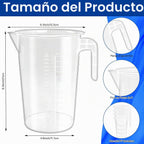 Paquete de 4 jarras de medición y mezcla graduadas de plástico de 2 litros, tazas medidoras transparentes de 1/2 galón con asa, taza de vertido multiusos para pintura, resina, epoxi