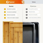 Pipishell Organizador de cajones extensible de bambú para soporte de utensilios, bandeja de cubiertos ajustable, organizador de separadores de cajones de madera para cubiertos, cubiertos, cuchillos en cocina, dormitorio, sala de estar