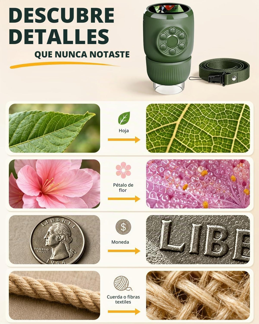 Mini microscopio digital para niños, juguete STEM portátil de mano 1000X