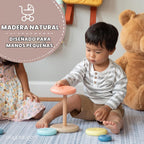 Play Platoon Apilador de anillos de juguete apilables de madera con diseño