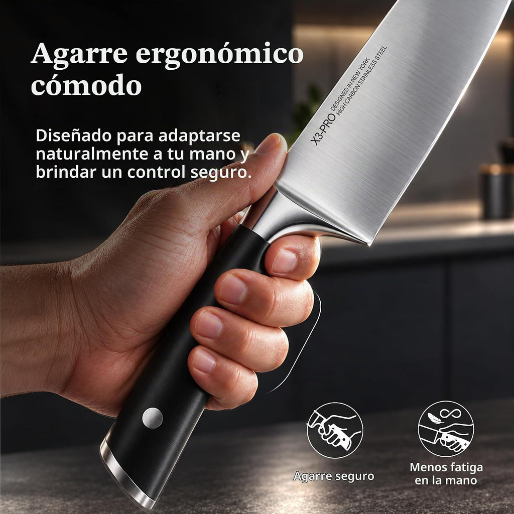 KnifeSaga - Juego de bloques de cuchillos de 15 piezas con afilador, espiga