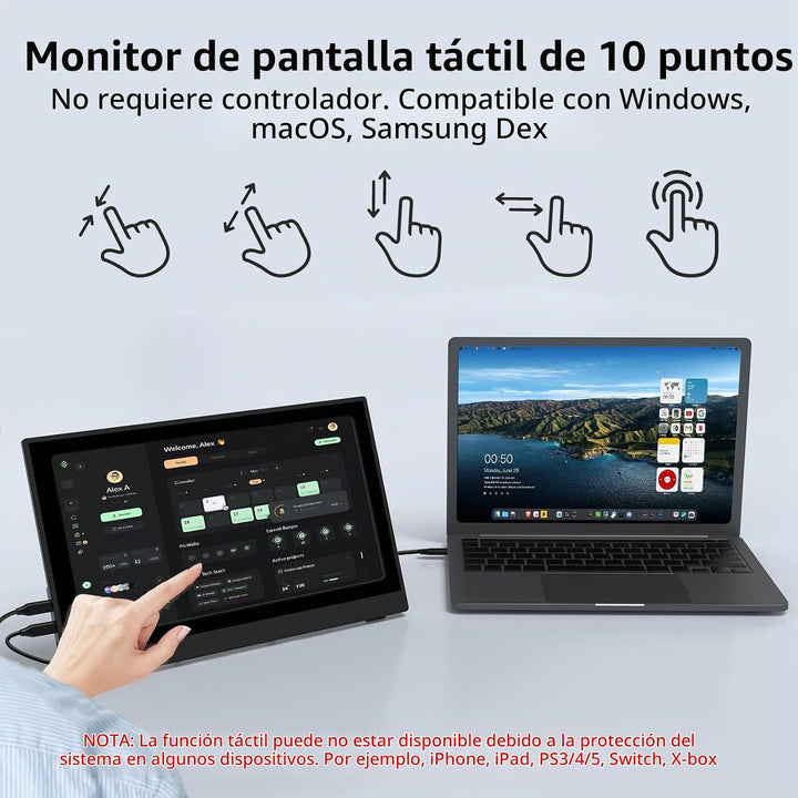 InnoView Monitor portátil con pantalla táctil de 15.6 pulgadas, 108...