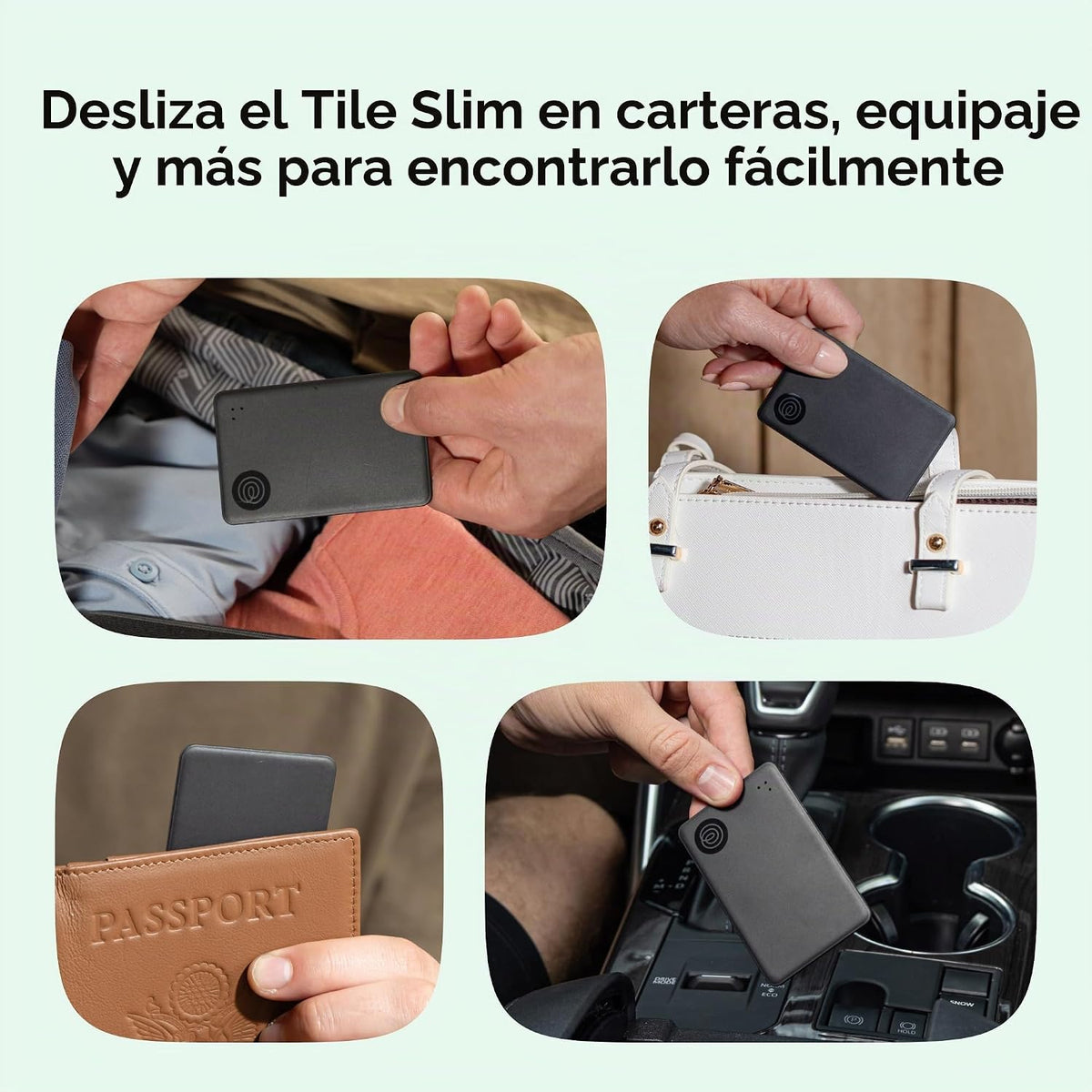 Life360 Tile Slim - Buscador de billetera, rastreador Bluetooth y localizador de artículos para etiquetas de equipaje, pasaportes y más. Compatible con iOS y Android. Buscador de teléfonos. Paquete de