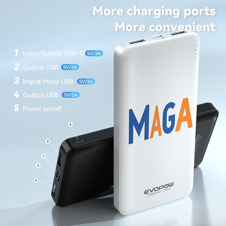 Evopow Paquete de 2 Bancos de Energía Portátiles de 10000mAh, Bater...