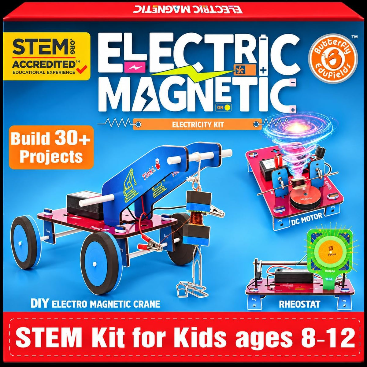 Butterfly EduFields 30in1 STEM Science Projects Kit para Kids Ages 8-10-12