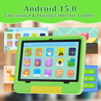 PEICHENG - Tablet para niños con estuche protector EVA, Android 15.0, Verde