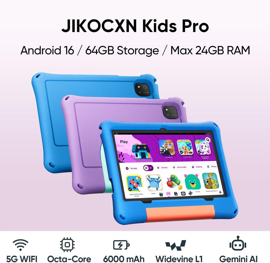 JIKOCXN Tablet para niños, tableta Android 16 para niños de 10 pulg...