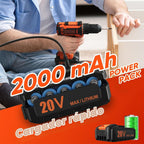 Juego de brocas inalámbricas, taladro eléctrico de 20 V con paquete de potencia de 2.0 Ah y cargador, taladro eléctrico de portabrocas sin llave de 3/8 pulgadas, posición 25+1