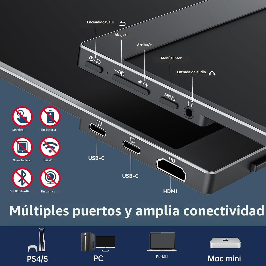 cocopar Monitor portátil de 15.6 pulgadas 1080P FHD 60Hz 85% sRGB M...