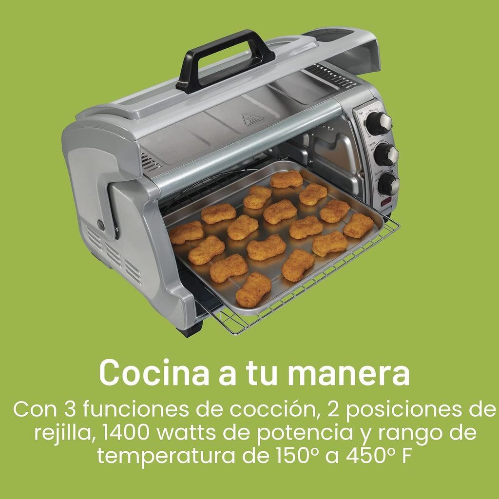 Hamilton Beach 31127 horno tostador con puerta, espacio para 6 rodajas, y apagado automático, plateado
