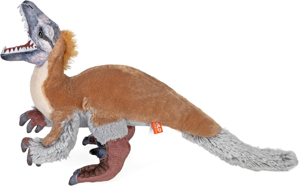 Wild Republic Artist Collection Dino Velociraptor - Animal de peluche, 15 pulgadas