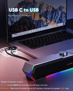 LENRUE G11 - Altavoces para computadora de escritorio, luces táctiles, altavoces de PC con sonido claro de sobretensión, alimentado por USB C/USB, audio auxiliar para computadora, escritorio