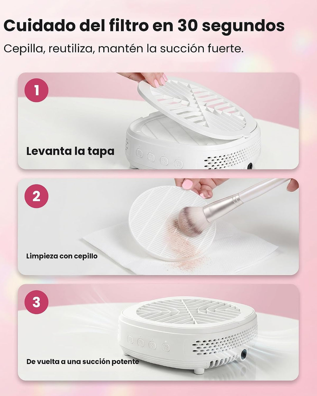 Voltrish Colector de polvo de uñas, ventilador de vacío profesional...