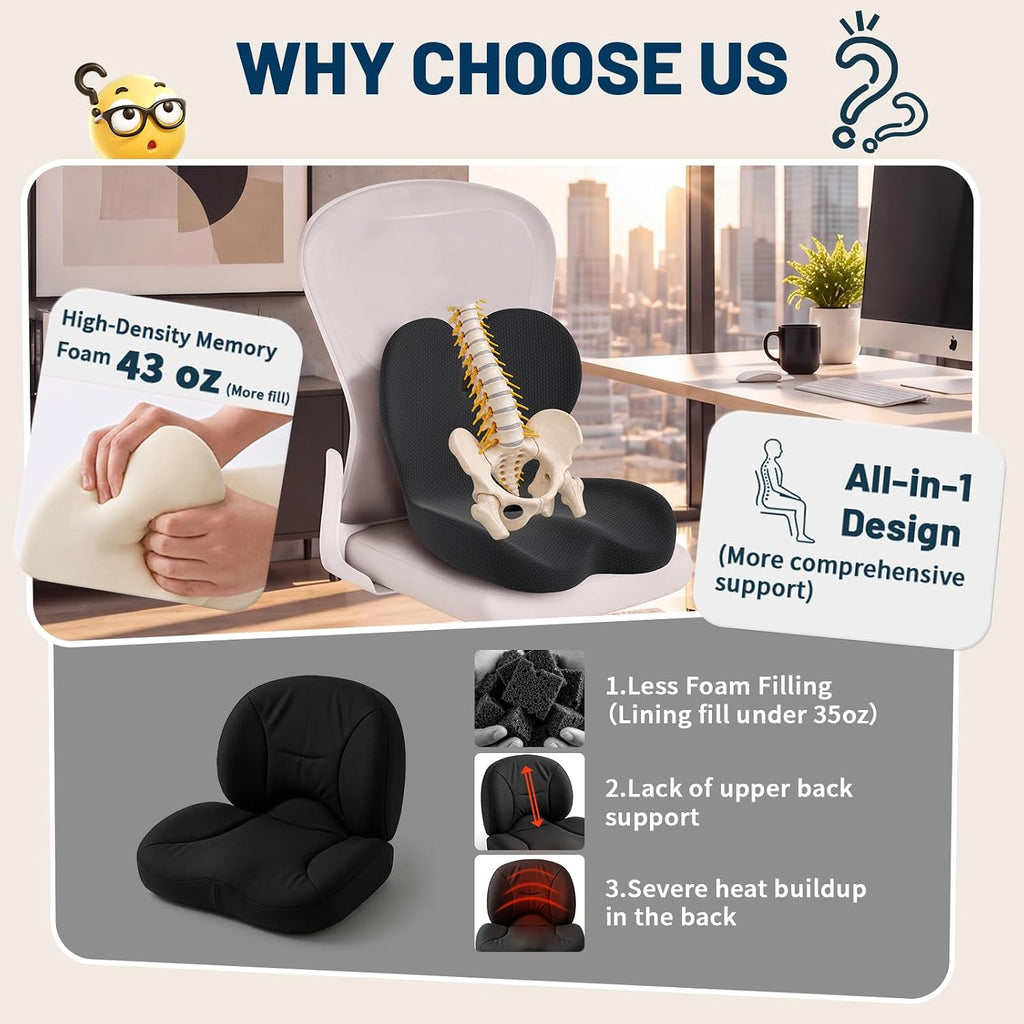 Cojín de asiento con cojín de apoyo lumbar Cojín ergonómico para la