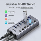 SSK, SHU0701, hub USB 3.0 de 7 puertos, alimentado, adaptador 12V/3A