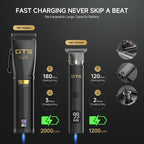 GTSPRO Afeitadoras/Recortadoras para Hombre Profesionales, Recortadora de Cabello Inalámbrica para Cortar el Cabello, Kit de Recortado para Barberos con Pantalla LED y 15 Peines Guía