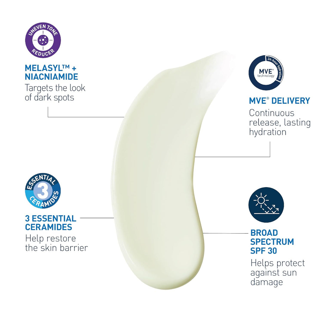CeraVe Skin Renewing Loción iluminadora SPF 30, hidratante facial a...