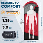 Sacos de Dormir para Adultos, Ultraligeros y Lavables a máquina, a Prueba de Agua para Senderismo, Camping y Mochila, para Clima Cálido y Frío, Esenciales de Camping para Viajar
