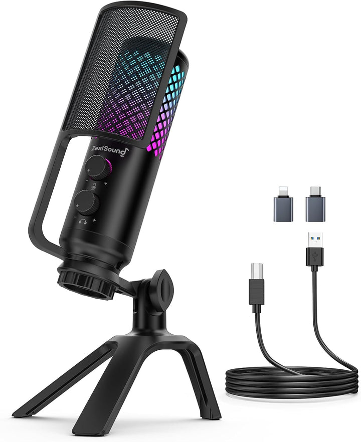 ZealSound Micrófono de podcast para PC\/Mac\/iPhone\/teléfono: micr...