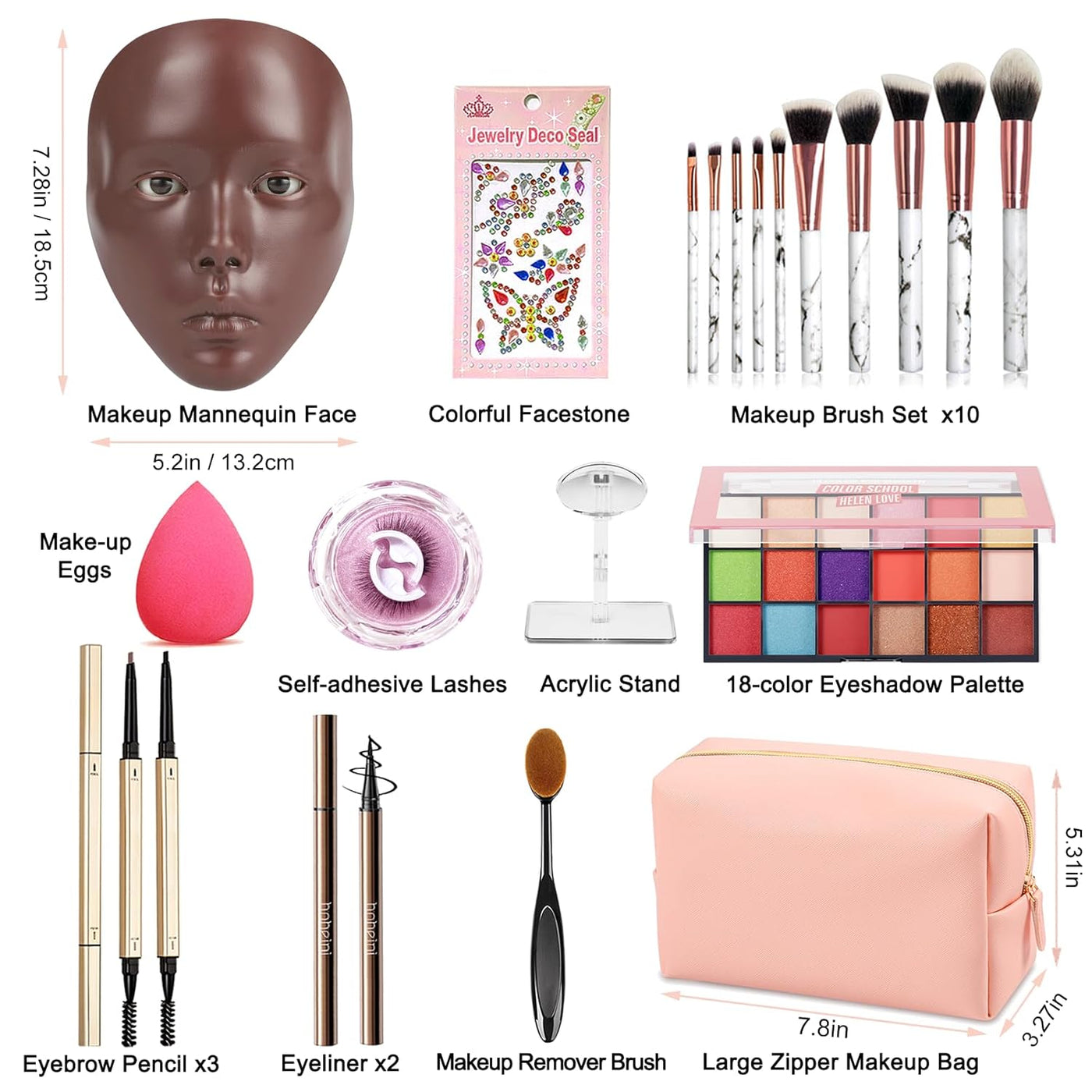 Banugo Cara de maniquí de maquillaje, cabeza de silicona con kit de...