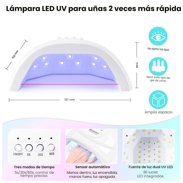 VANREESA Kit de 84 Piezas de Esmalte de Uñas en Gel con Luz UV y Pu...