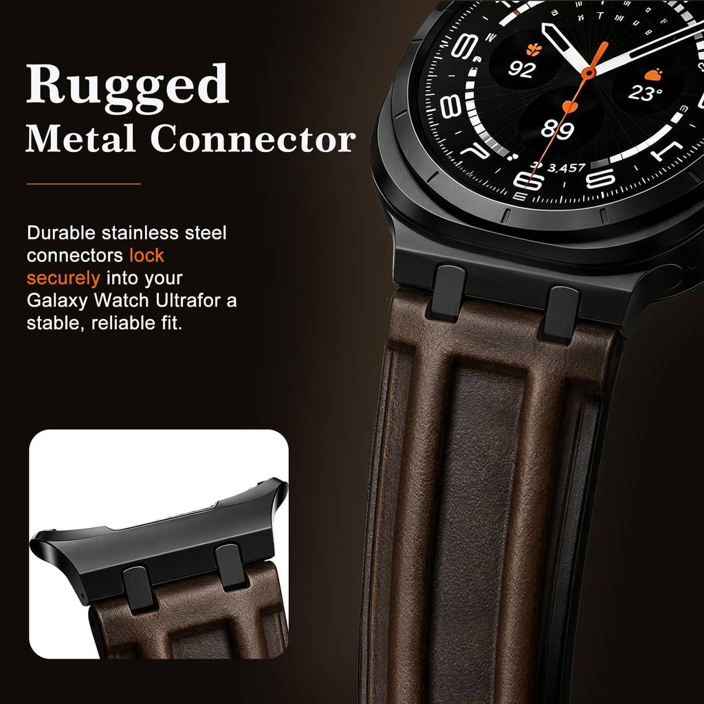 Correa de cuero retro compatible con Samsung Galaxy Watch Ultra 2/1 de