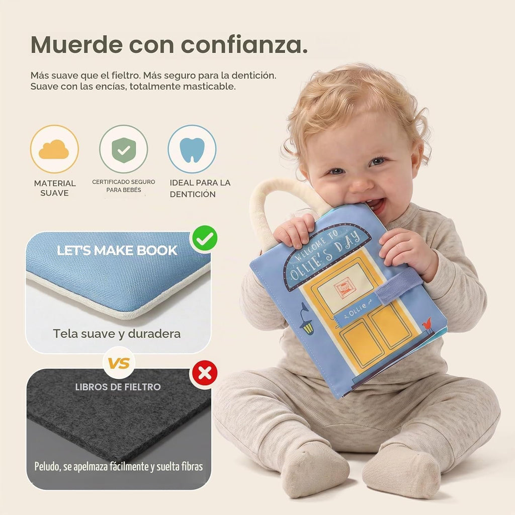 Libro de actividades para bebés de 6 a 12 meses, suave y