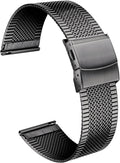 BINLUN Correas de reloj de malla de acero inoxidable de 12 mm, 14 mm, 16 mm, 18 mm, 20 mm, 22 mm, ultradelgadas, de liberación rápida, correas de reloj de metal de repuesto para hombres y mujeres, 4