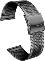 BINLUN Correas de reloj de malla de acero inoxidable de 12 mm, 14 mm, 16 mm, 18 mm, 20 mm, 22 mm, ultradelgadas, de liberación rápida, correas de reloj de metal de repuesto para hombres y mujeres, 4