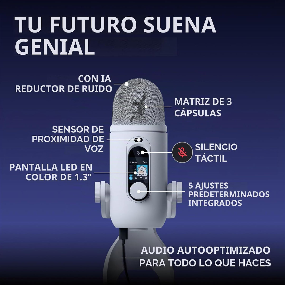 Logitech G Blue Yeti 2 - Micrófono USB para juegos, color blanco roto