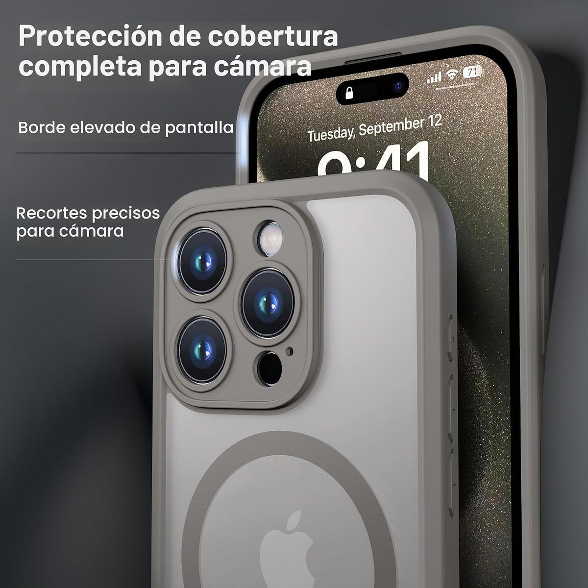ImpactStrong Protector Magnético Diseñado para Funda iPhone 15 Pro Max [Protección de Cámara] [Probado contra Caídas de Grado Militar] [Compatible con MagSafe] Funda de Teléfono Delgada Translúcida