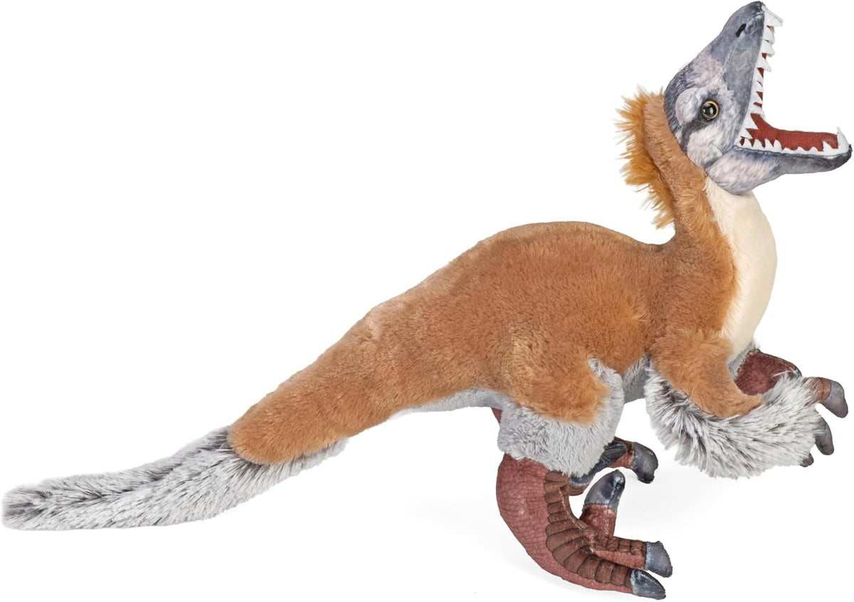 Wild Republic Artist Collection Dino Velociraptor - Animal de peluche, 15 pulgadas